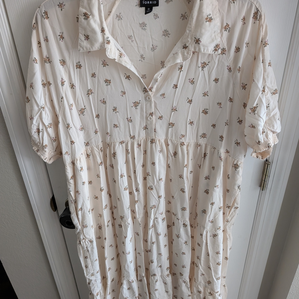 Torrid Maxi Challis Hi-Low Tiered Shirtdress - Picture 3 of 8